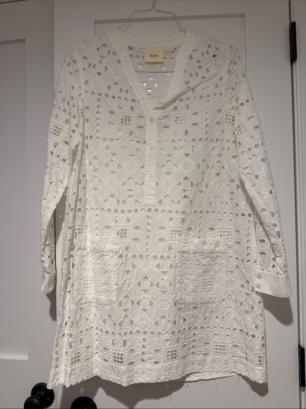 Anthropologie Maeve Geo eyelet dress